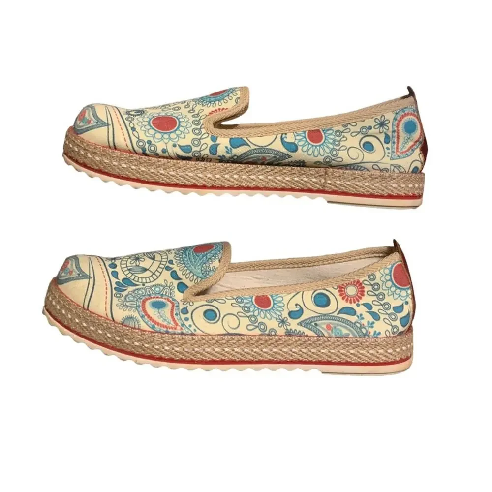 Goby Espadrilles Flats Geometric Paisley Pattern US Size 9 (EU 40)